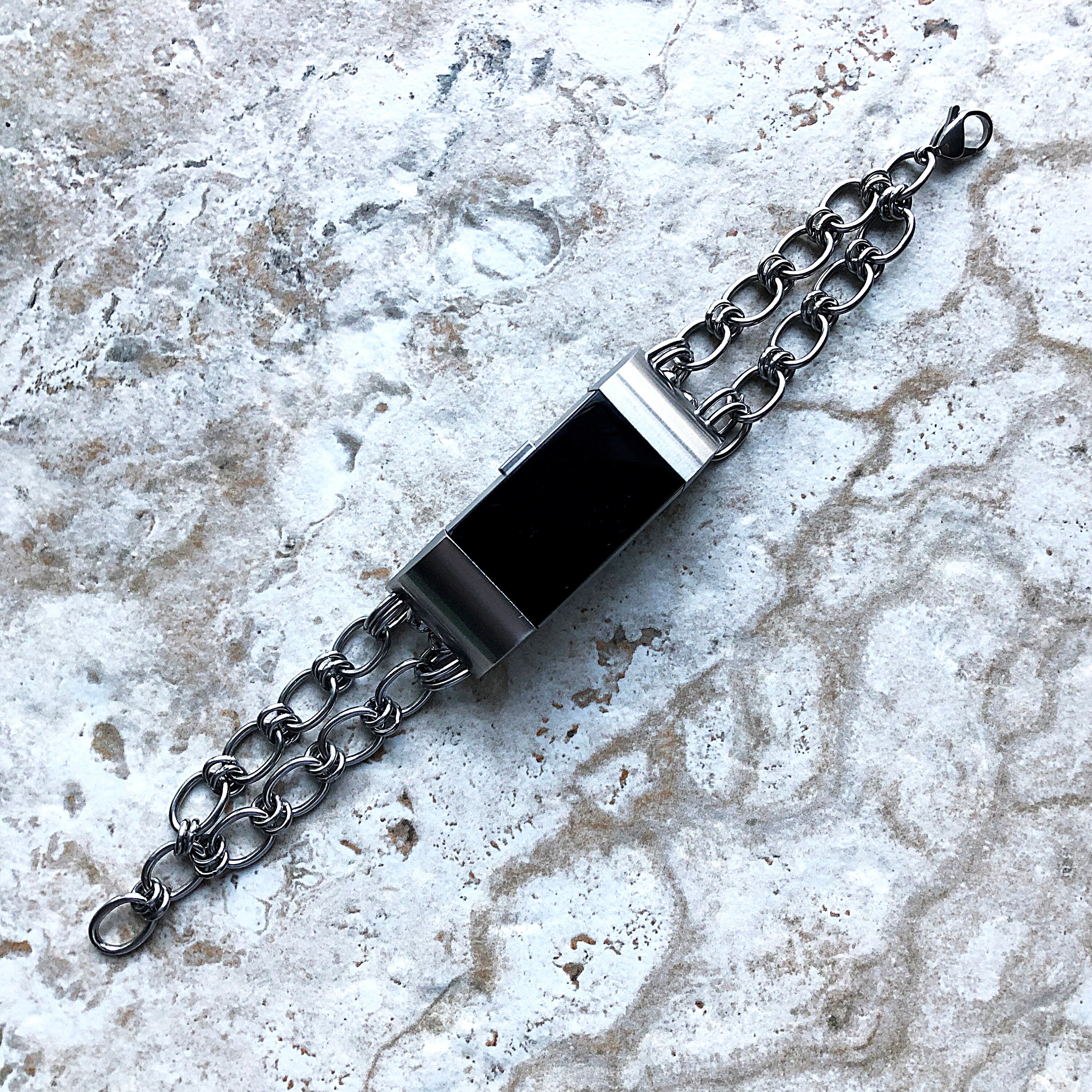 Fitbit Charge 2 New Bracelet Chain Link Compatible with Fitness Tracker Watch Band Tarnish Resistant Silver Stainless Steel 304Handmade